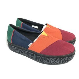 Toms Alpargata Boardwalk Multicolored/Zebra Platform Slip on Sneakers Size 6